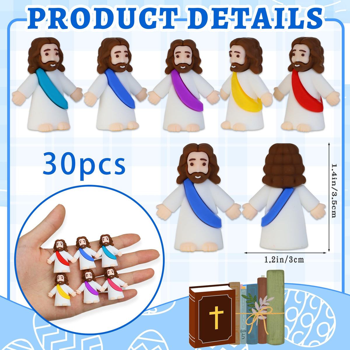 Bamamon 30 Pcs Little Jesus Figures – Bulk Mini Jesus Figurines for Easter, Sunday School & Religious Party Favors