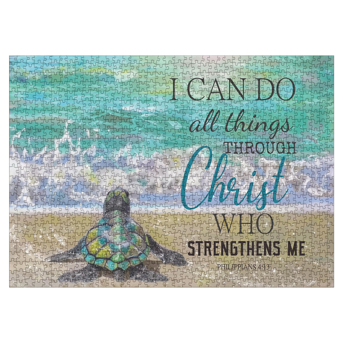 BBOLDIN Beach Christian Turtle 1000-Piece Puzzle – Bible & Nature Art