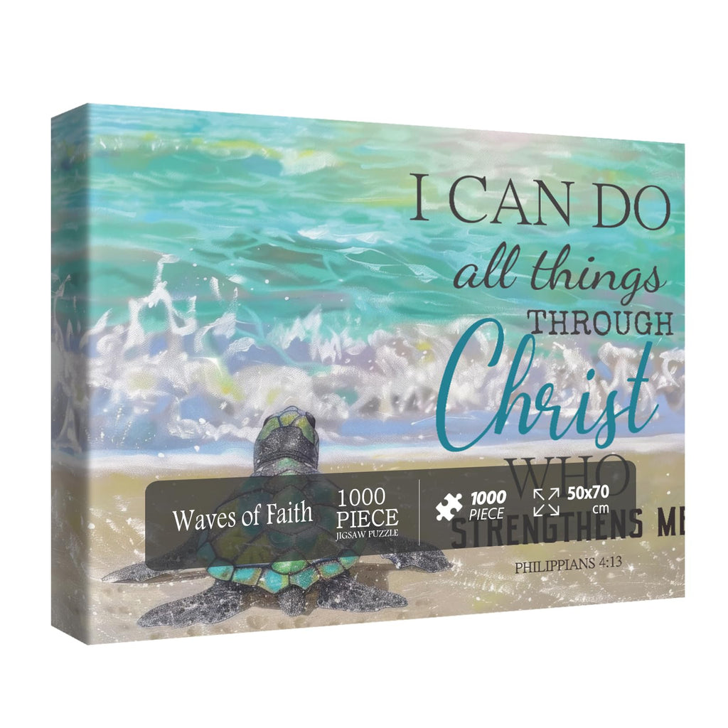 BBOLDIN Beach Christian Turtle 1000-Piece Puzzle – Bible & Nature Art