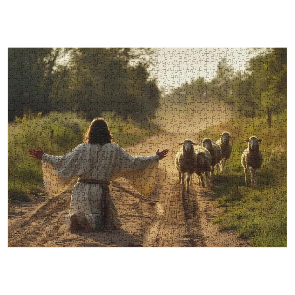 BBOLDIN Jesus Sheep 1000-Piece Puzzle for Adults | Christian Jigsaw & Catholic Art