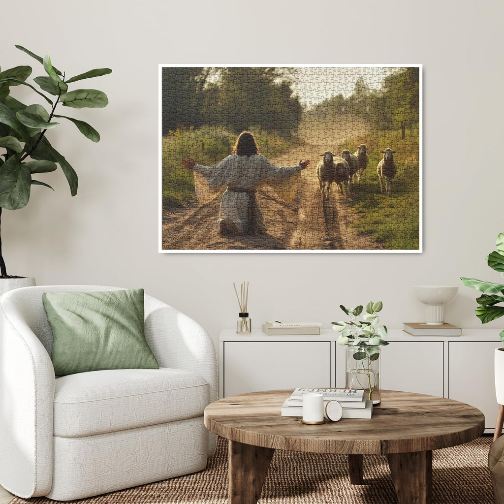 BBOLDIN Jesus Sheep 1000-Piece Puzzle for Adults | Christian Jigsaw & Catholic Art