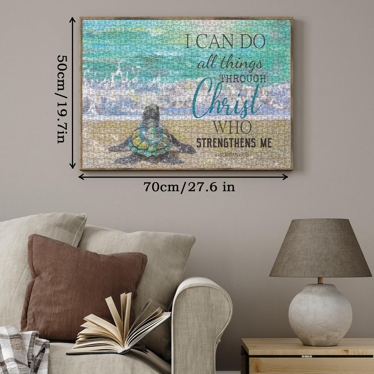 BBOLDIN Beach Christian Turtle 1000-Piece Puzzle – Bible & Nature Art