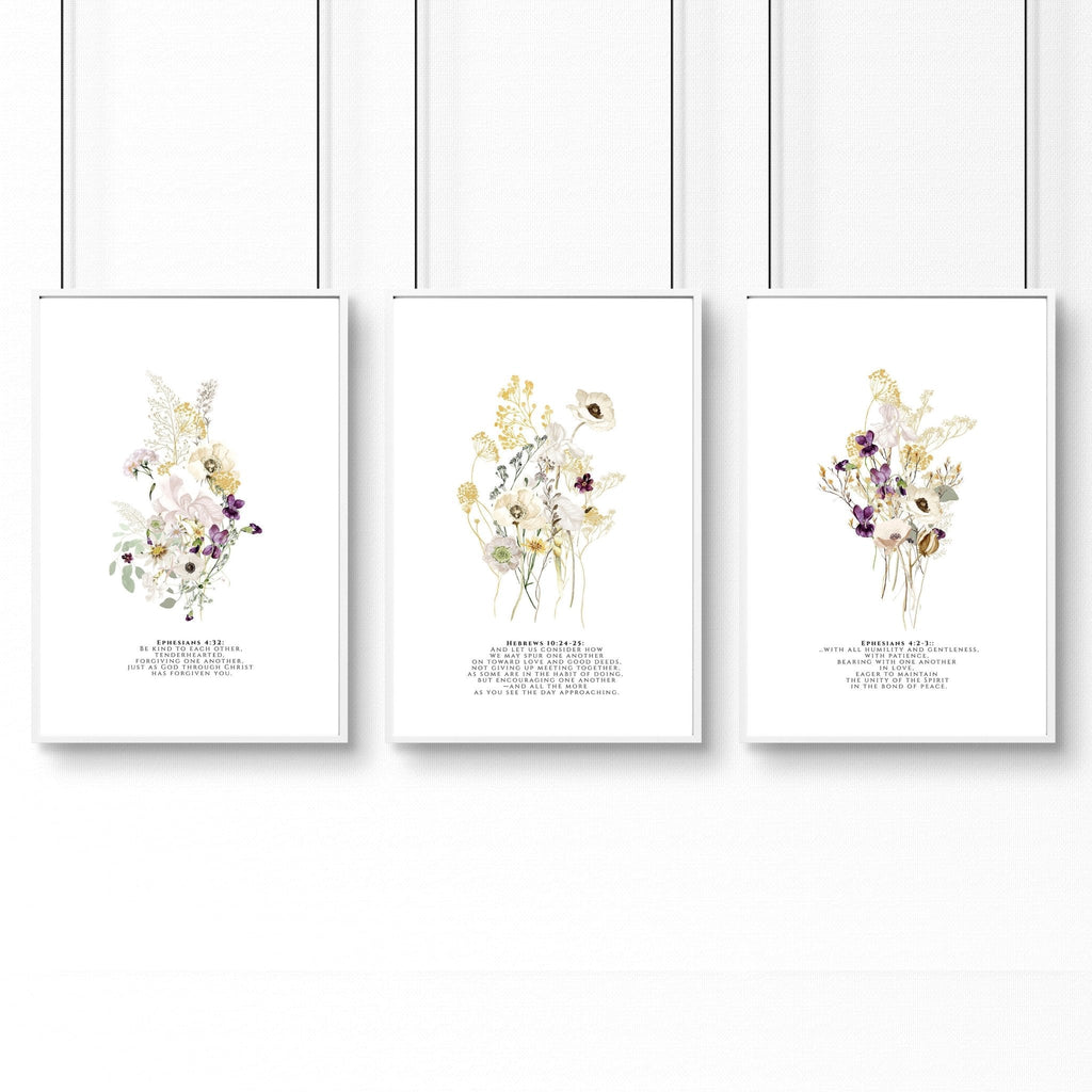 Wall art with bible verses | set of 3 framed wall art prints