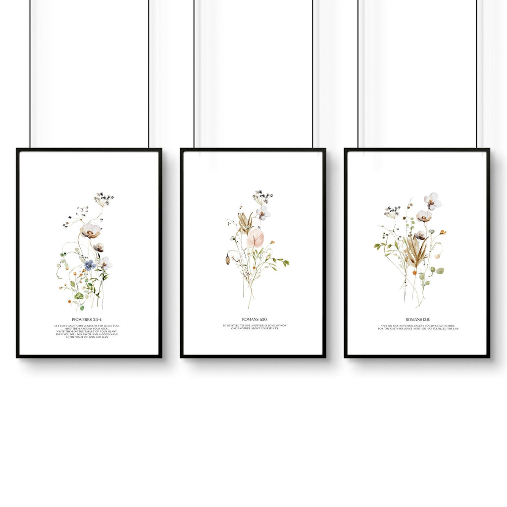 Christian art for bedroom | set of 3 wall art prints