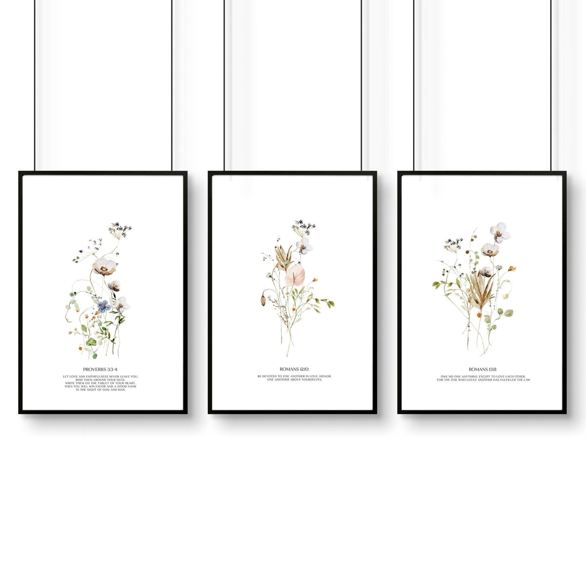 Christian art for bedroom | set of 3 wall art prints