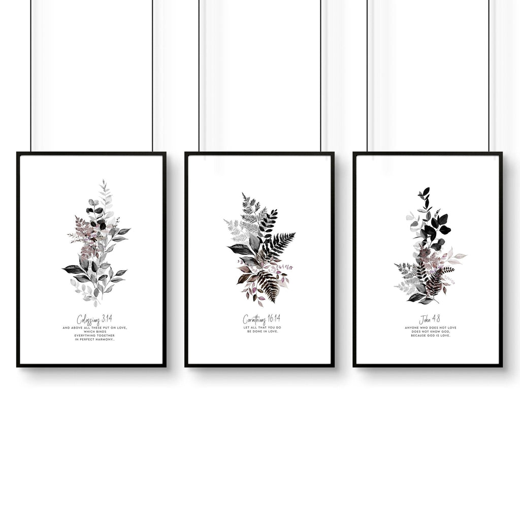 3 Piece Christian Wall Art – Set of 3 Framed Prints