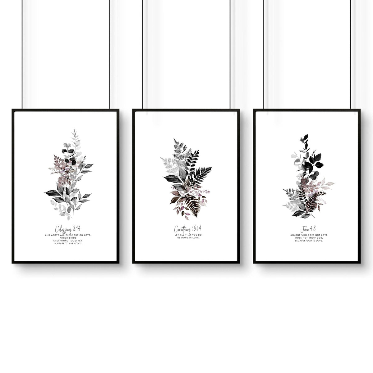 3 Piece Christian Wall Art – Set of 3 Framed Prints