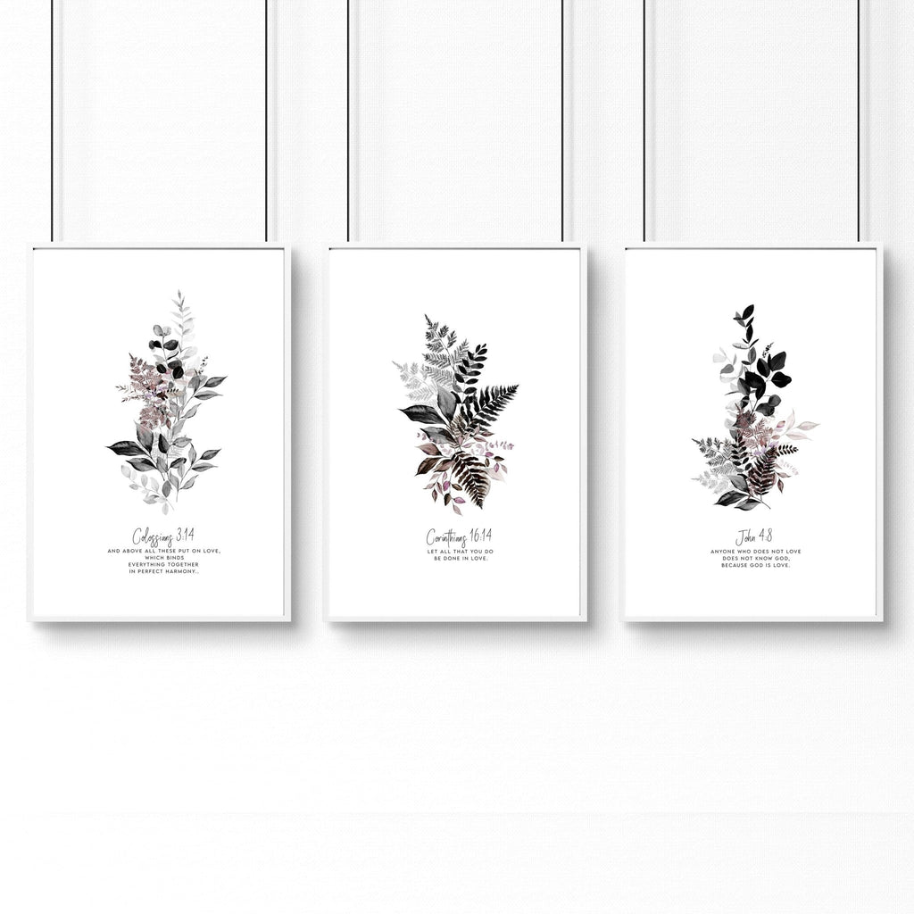 3 Piece Christian Wall Art – Set of 3 Framed Prints