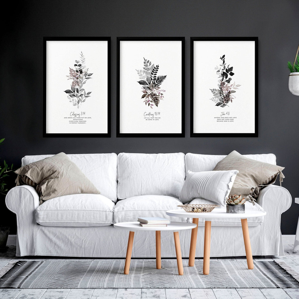 3 Piece Christian Wall Art – Set of 3 Framed Prints