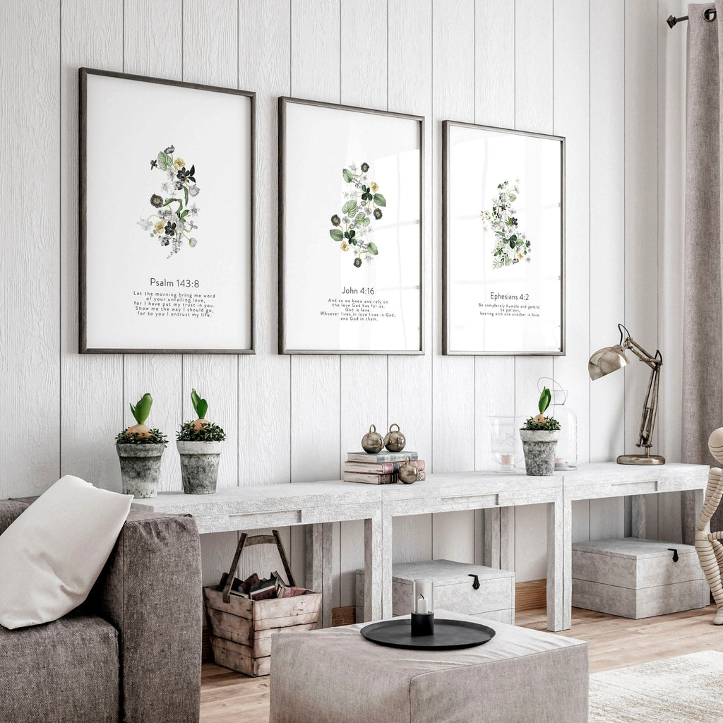 Christian Prints – Set of 3 Living Room Wall Art