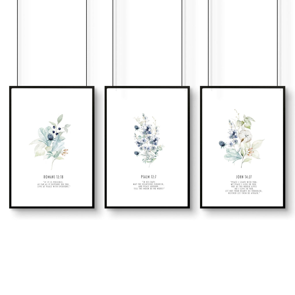 Christian religious wall art | set of 3 prints for bedroom walls