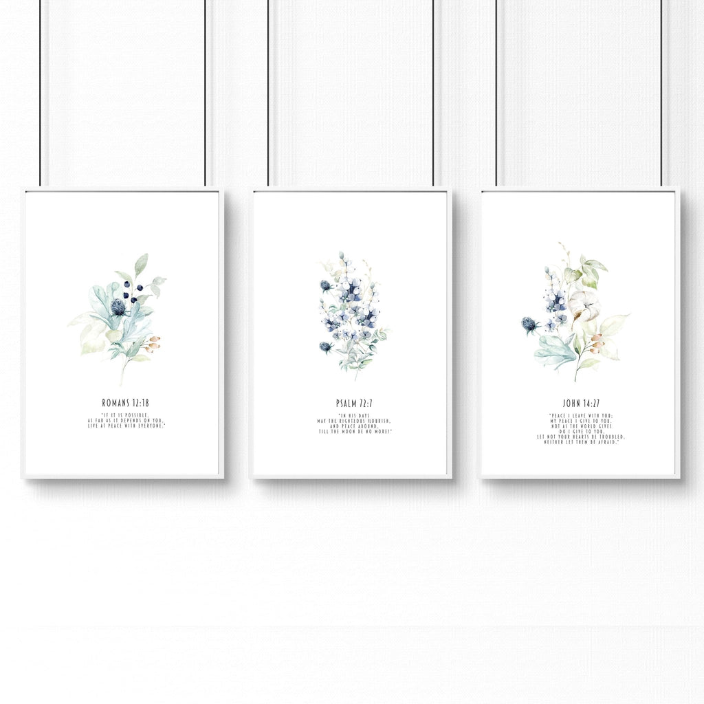 Christian religious wall art | set of 3 prints for bedroom walls