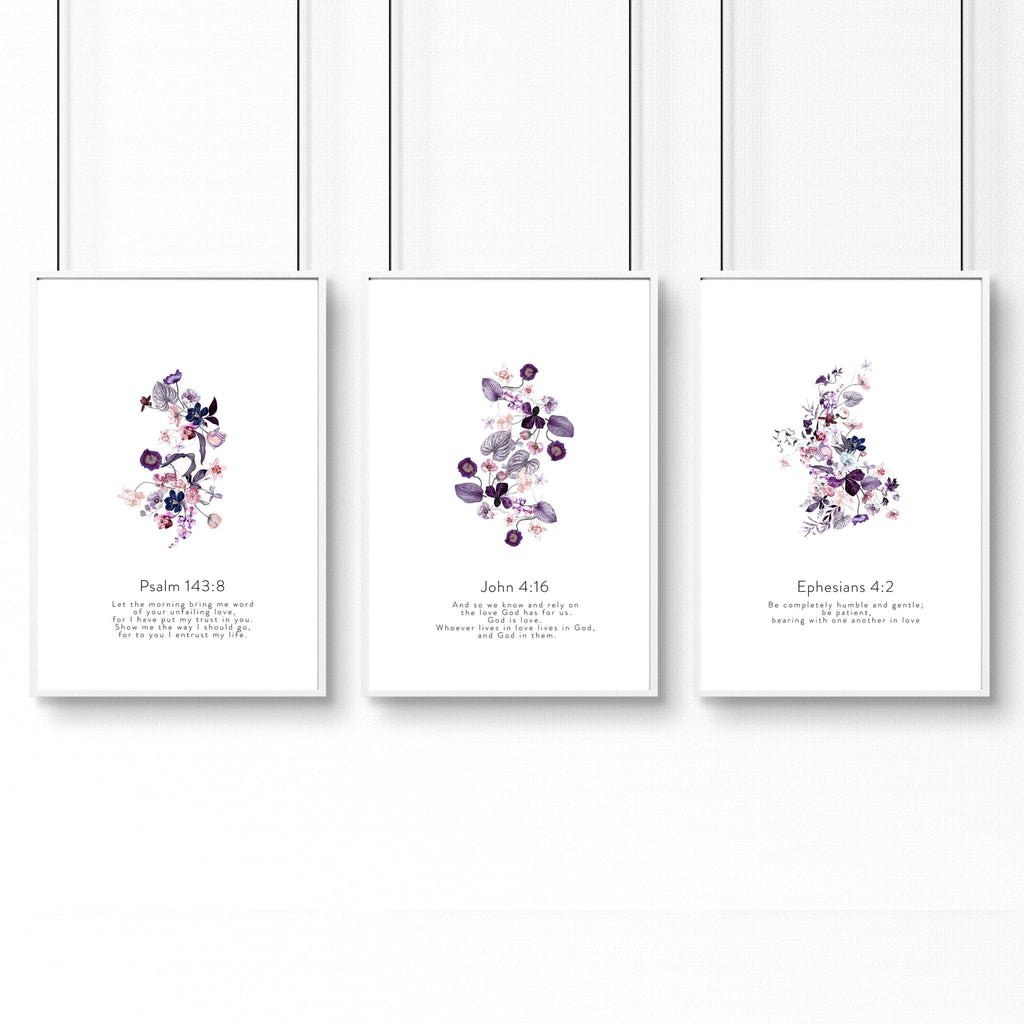 Christian verse posters for bedroom | set of 3 wall art prints