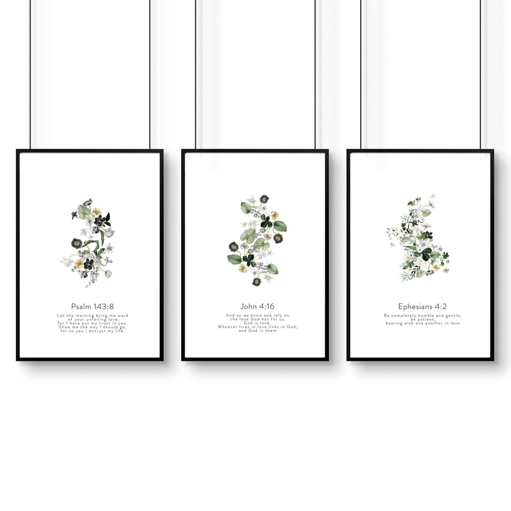 Bible wall art for bedroom | set of 3 wall art prints