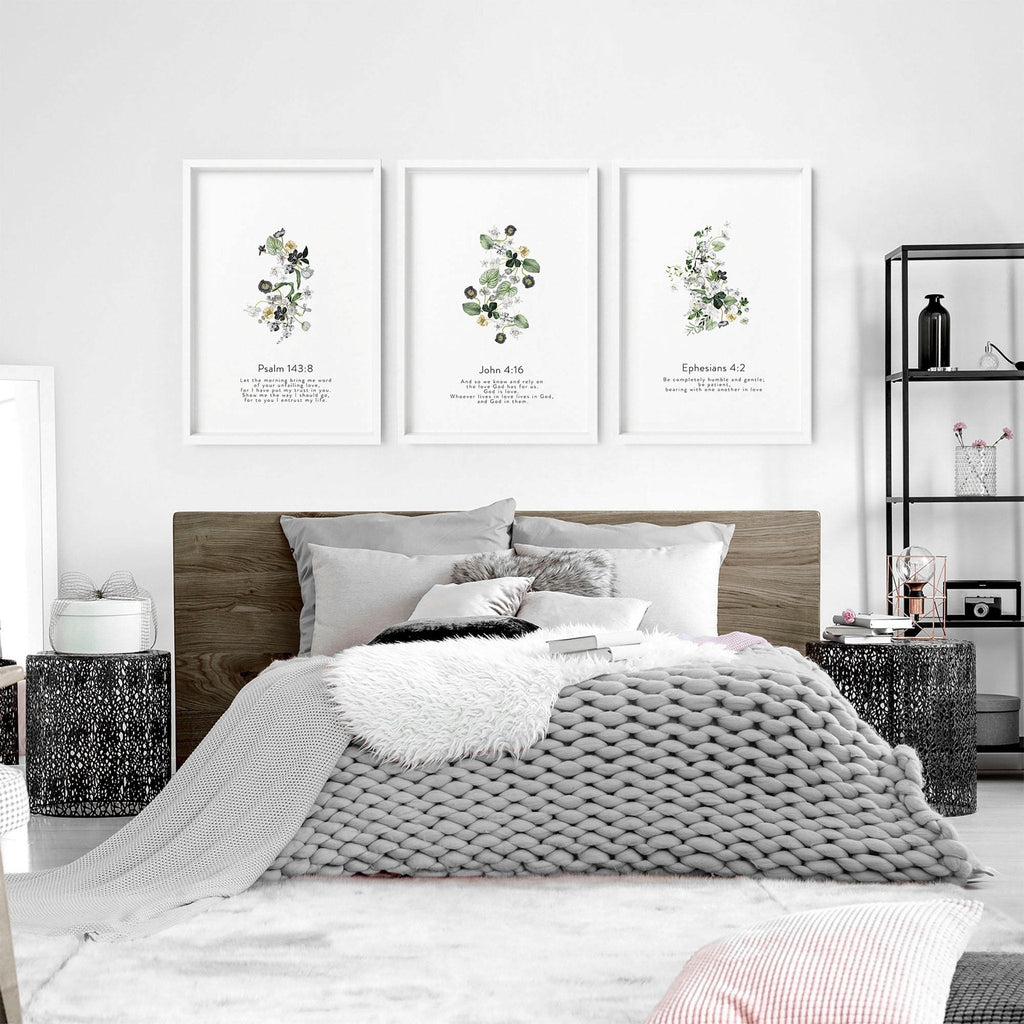 Bible wall art for bedroom | set of 3 wall art prints