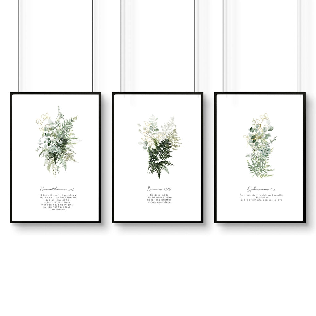 Christianity Bible wall art for bedroom | set of 3 wall art prints