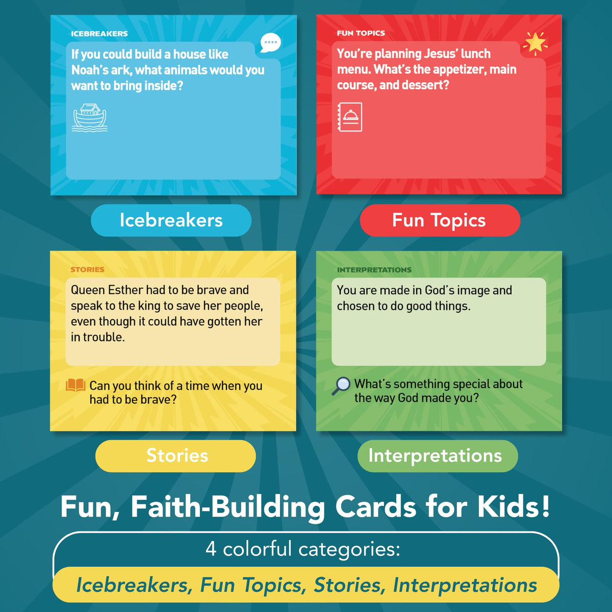 Kulture Games Bible Conversation Cards for Kids 6+ – Faith-Based Family Card Game