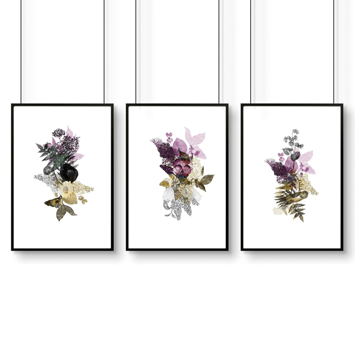 Set of 3 Wall Art – Large Floral Prints for Living Room