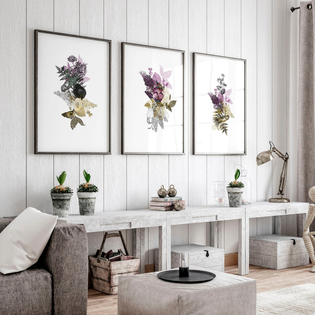 Set of 3 Wall Art – Large Floral Prints for Living Room