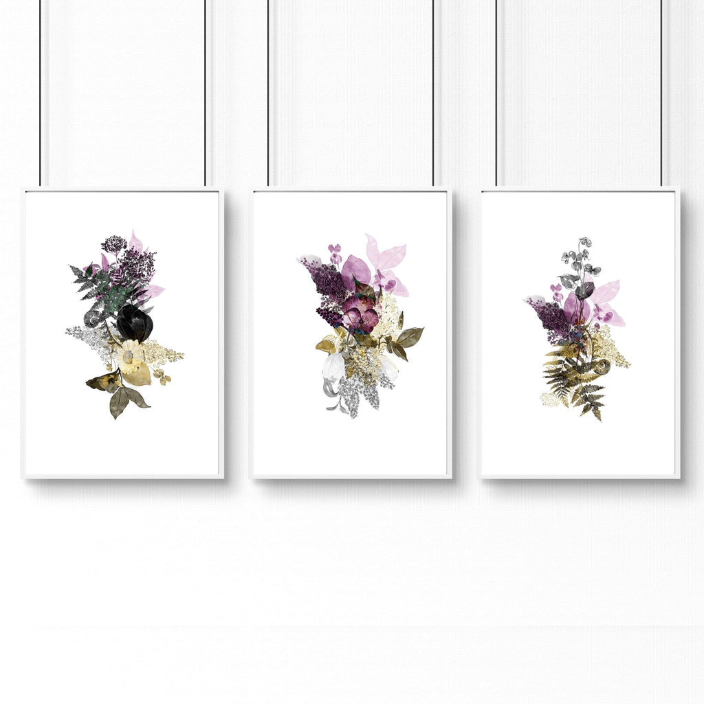 Set of 3 Wall Art – Large Floral Prints for Living Room