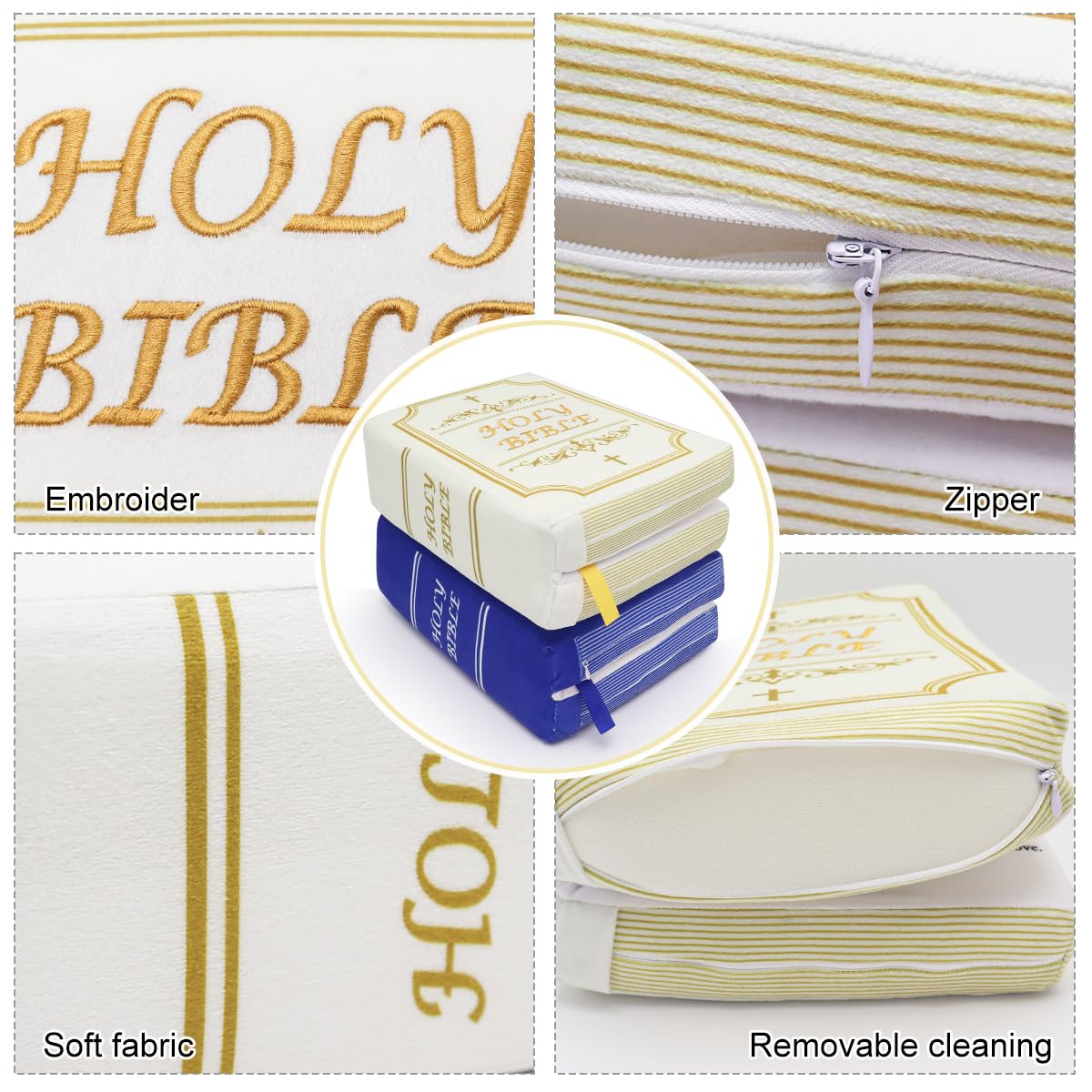 Yelakey Bible Pillow Book Plush – Open Bible Cover, Memory Foam, Christian Gift