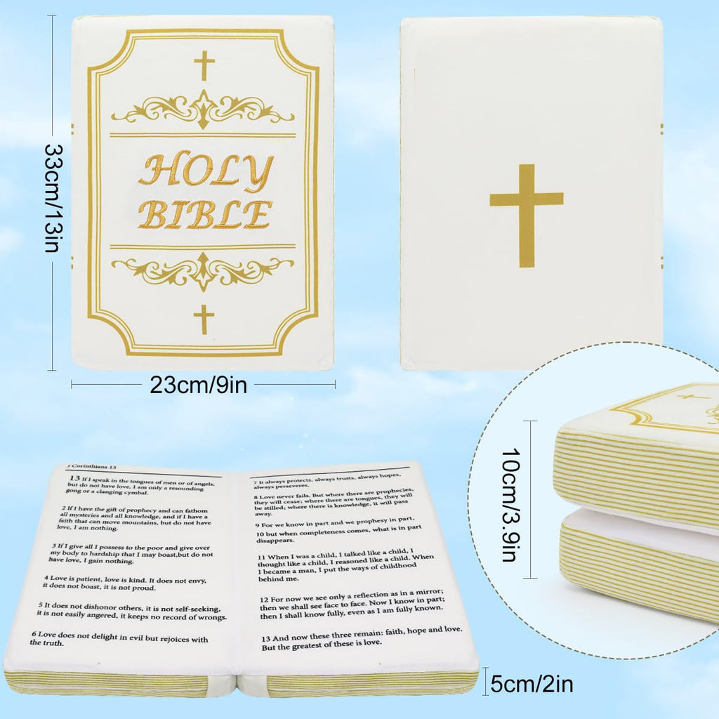 Yelakey Bible Pillow Book Plush – Open Bible Cover, Memory Foam, Christian Gift