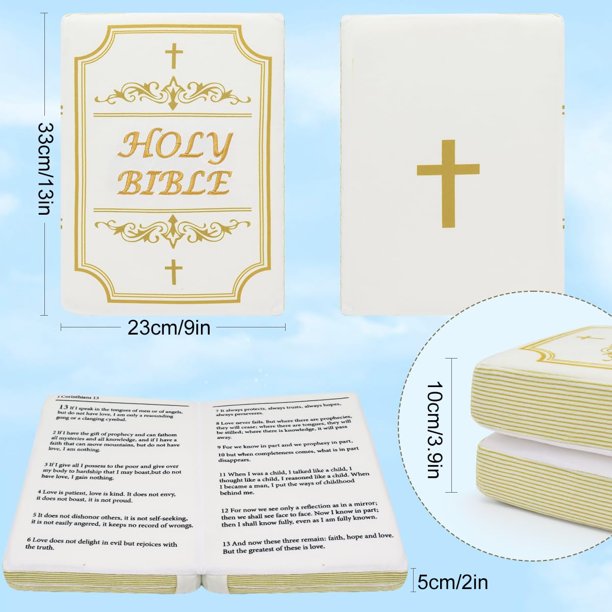 Yelakey Bible Pillow Book Plush – Open Bible Cover, Memory Foam, Christian Gift