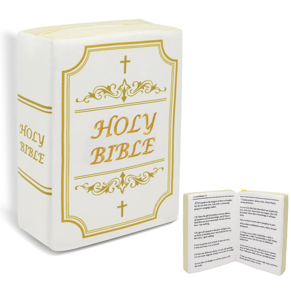 Yelakey Bible Pillow Book Plush – Open Bible Cover, Memory Foam, Christian Gift