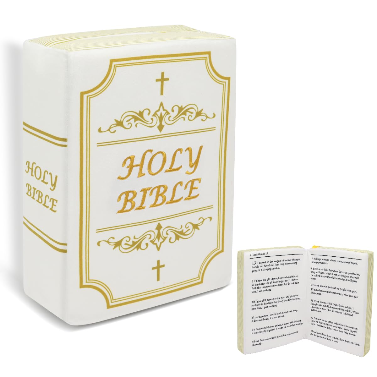 Yelakey Bible Pillow Book Plush – Open Bible Cover, Memory Foam, Christian Gift
