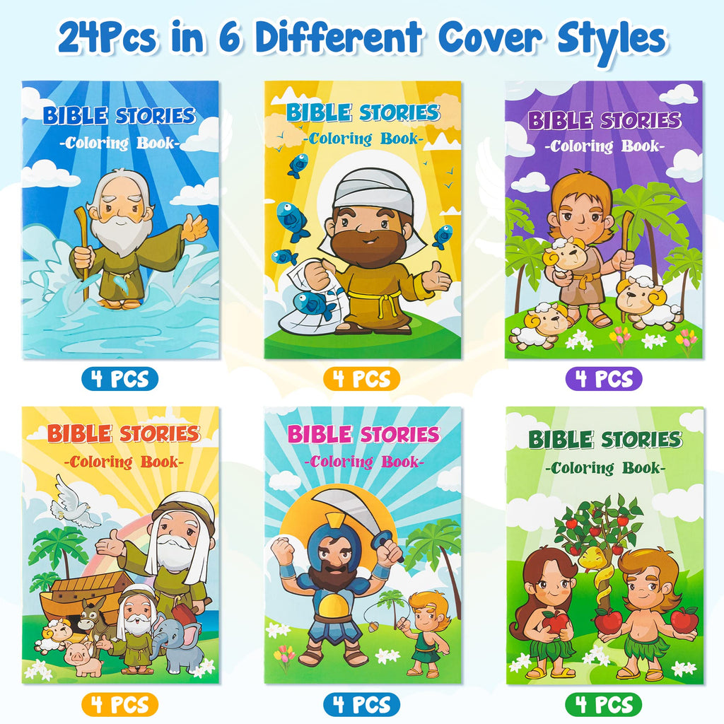 Zainpe 24Pcs Christian Bible Stories Coloring Books for Kids – Bible Theme Art