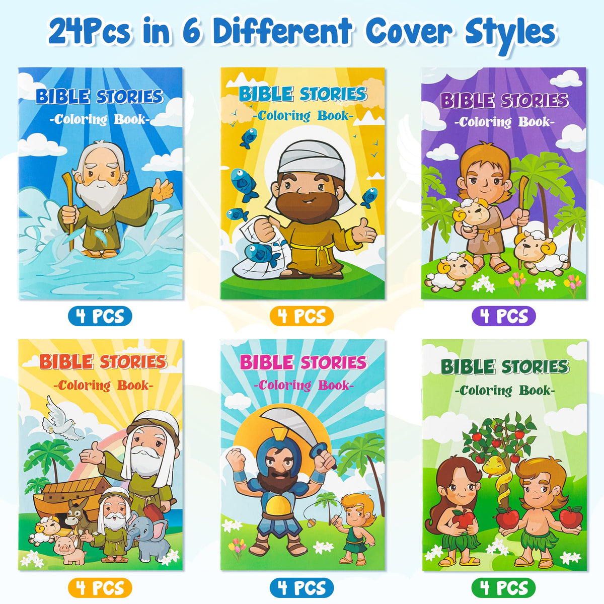 Zainpe 24Pcs Christian Bible Stories Coloring Books for Kids – Bible Theme Art