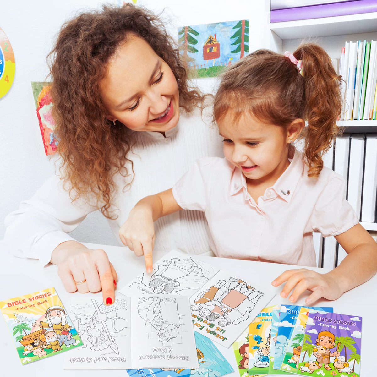 Zainpe 24Pcs Christian Bible Stories Coloring Books for Kids – Bible Theme Art